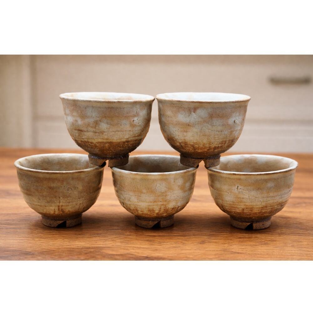 Hagi- Yaki Chawan Japanese Tea/Matcha/Coffee Bowl Cups Set of 5
